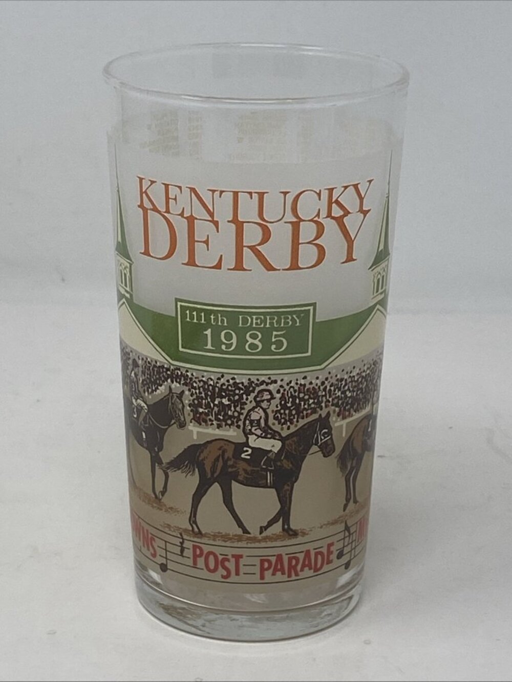 1985 Kentucky Derby 111 Official Mint Julep Frosted Glass Churchill Downs Libbey